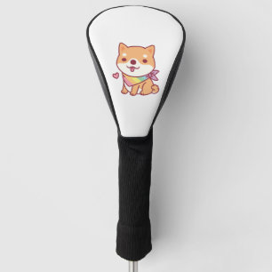 Niedliche Shiba-Inu mit Regenbogenpferd Bandana Golf Headcover