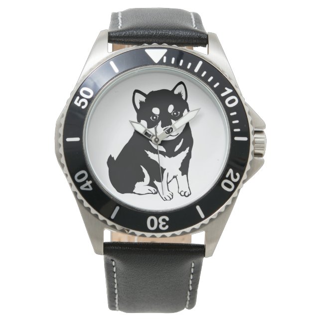 Niedliche Shiba Inu Puppy Art Armbanduhr (Vorderseite)