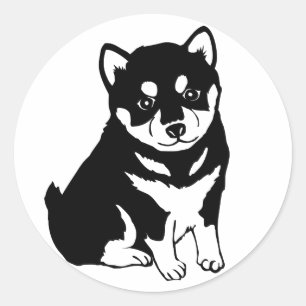 Niedliche Shiba Inu Puppy Art Runder Aufkleber