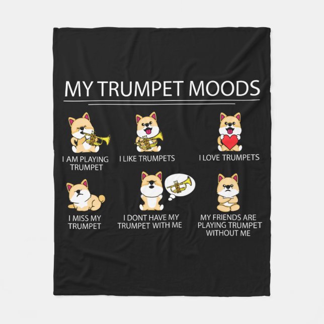 Niedliche Shiba Inu Trumpet Player Geschenk Kinder Fleecedecke (Vorderseite)