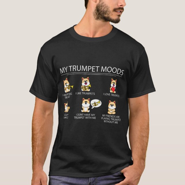 Niedliche Shiba Inu Trumpet Player Geschenk Kinder T-Shirt (Vorderseite)