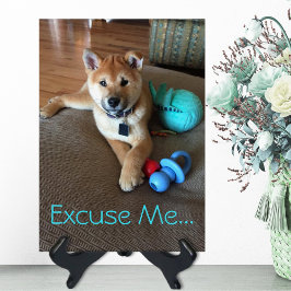 Niedliche Shiba Inu Welpe mit Spielzeugfoto-Vorlag