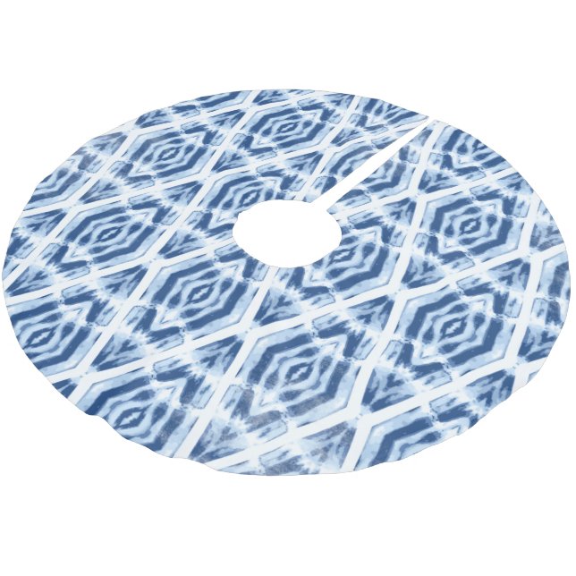 Niedliche Shibori Weihnachten Japanische Gefärbte  Polyester Weihnachtsbaumdecke (Schrägansicht)