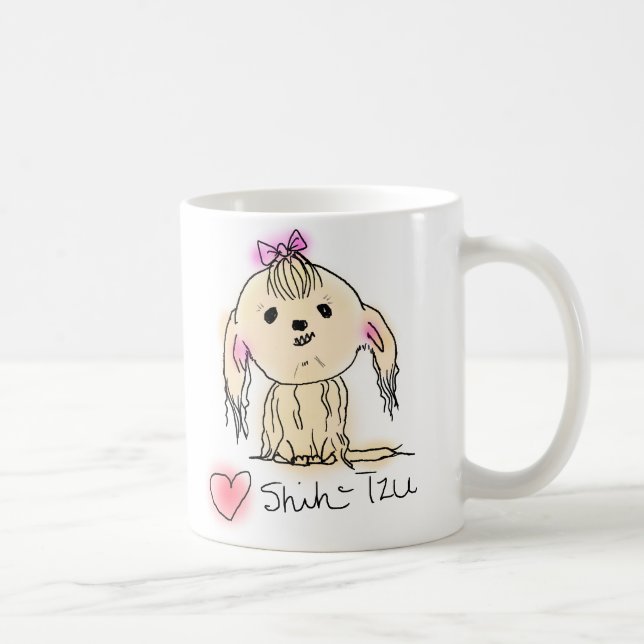 Niedliche Shih Tzu Doodle Zeichnend Tasse (Rechts)