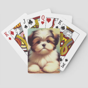 Niedliche Shih-Tzu-Puppy-Malerei Spielkarten