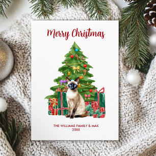 Niedliche Siamese Cat Christmas Card Feiertagskarte
