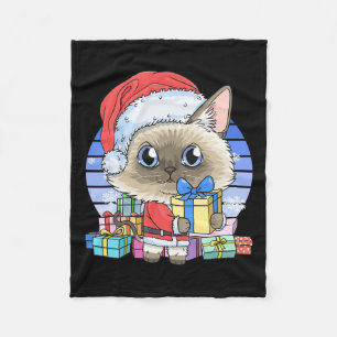 Niedliche Siamese Cat Santa Claus Weihnachten Weih Fleecedecke