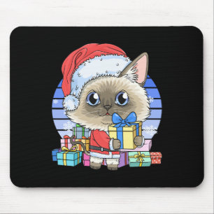 Niedliche Siamese Cat Santa Claus Weihnachten Weih Mousepad
