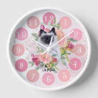 Niedliche Siamesen Katze Pink Blume Girly