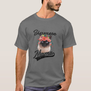 Niedliche Siameser Mama Blume Graphic Cat Lover T-Shirt