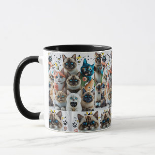 Niedliche siamesische Katzen Muster Zwei-Tonen-Tas Tasse