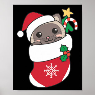 Niedliche siamesische Katzen zu Weihnachten Strümp Poster