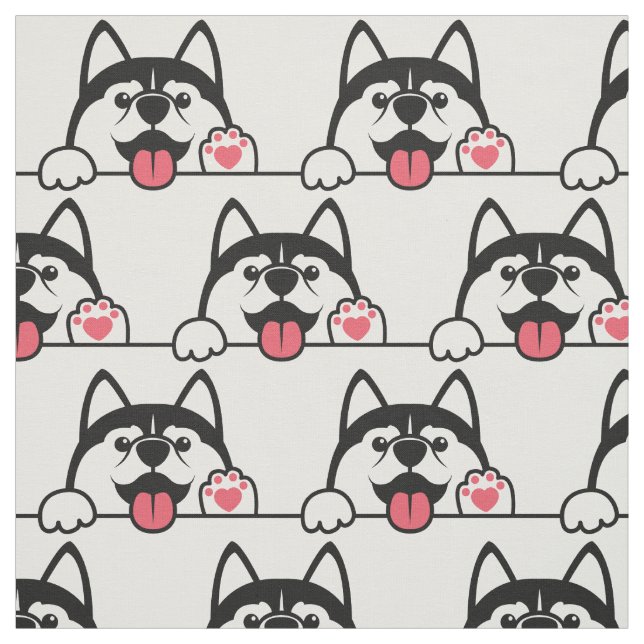 Niedliche sibirische Husky-Farbe Stoff (Muster)