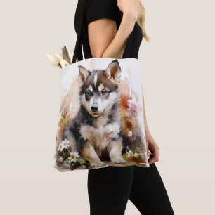 Niedliche sibirische Husky-Welpentasche