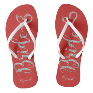 Niedliche Silberbrille, Herz - Personalisiert Flip Flops