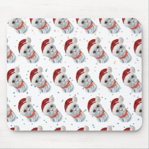 Niedliche silbergraue Katze mit Weihnachtskatzenko Mousepad