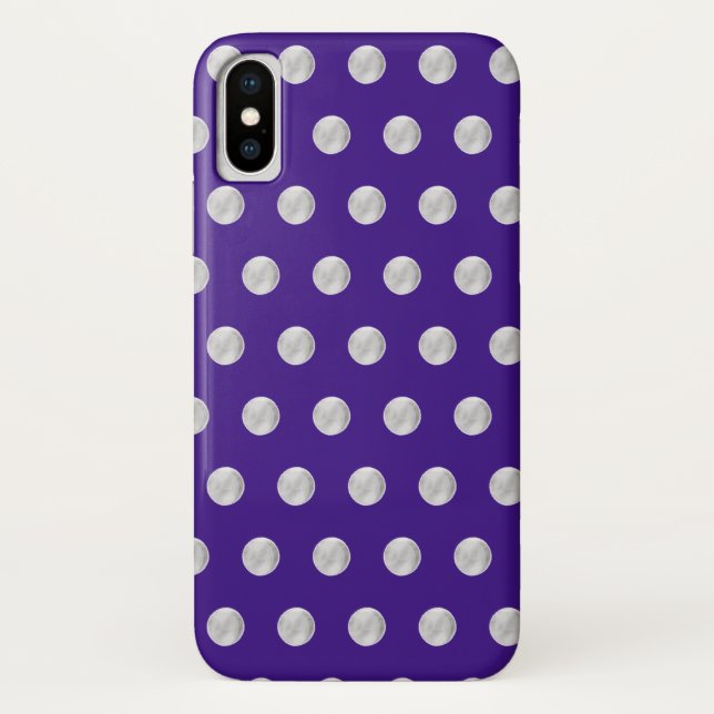 Niedliche Silberpolka-Punkte auf Indigoblau Case-Mate iPhone Hülle (Rückseite)