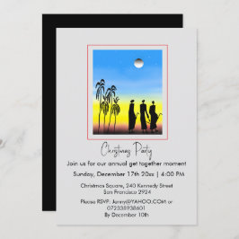 Niedliche Silhouette weise Männer, weiße Weihnacht Einladung