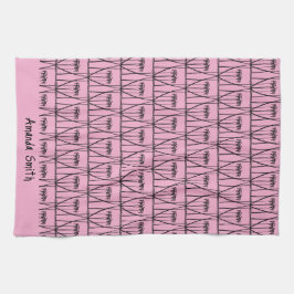 Niedliche Silhouette zwischen rosa und schwarzen K Geschirrtuch