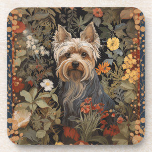 Niedliche Silky oder Yorkshire Terrier Vintag Flor Getränkeuntersetzer