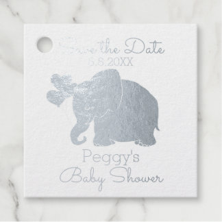 Niedliche Silver Elephant Babydusche Save the Date Geschenkanhänger
