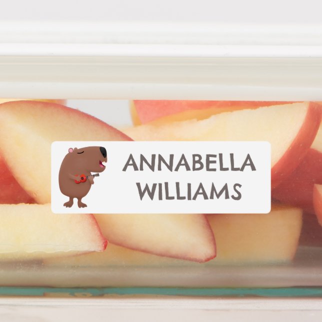 Niedliche singen capybara ukulele Cartoon personal Etiketten (Befestigt)