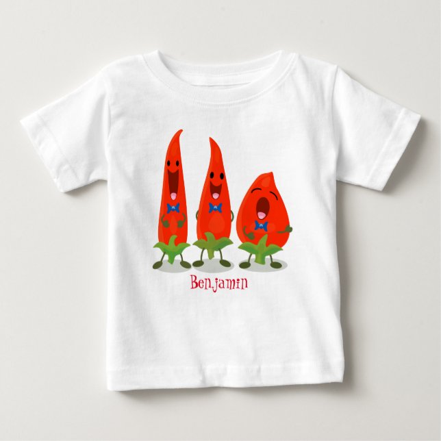 Niedliche Singen Chili Paprikaschoten Cartoon Illu Baby T-shirt (Vorderseite)