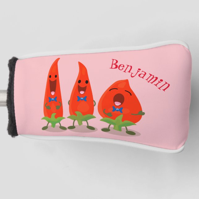Niedliche Singen Chili Paprikaschoten Cartoon Illu Golf Headcover (Vorderseite)