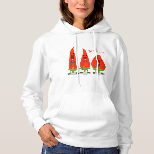 Niedliche Singen Chili Paprikaschoten Cartoon Illu Hoodie (Vorderseite)