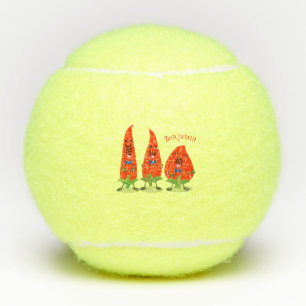 Niedliche Singen Chili Paprikaschoten Cartoon Illu Tennisbälle