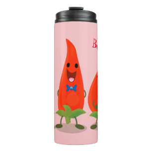 Niedliche Singen Chili Paprikaschoten Cartoon Illu Thermosbecher
