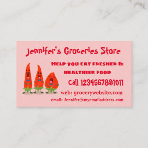 Niedliche Singen Chili Paprikaschoten Cartoon Illu Visitenkarte