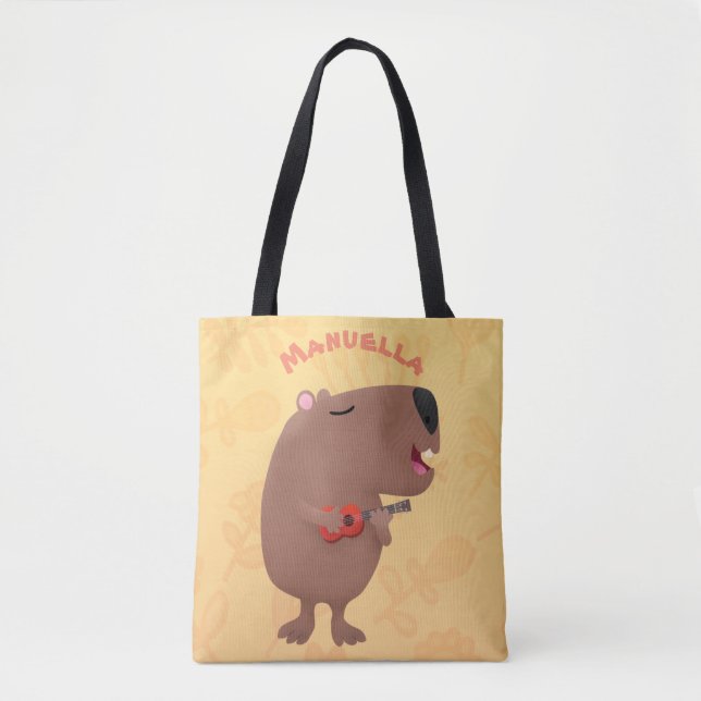 Niedliche singende Capybara ukulele Cartoon Illust (Vorderseite)