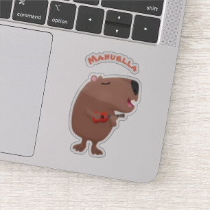 Niedliche singende Capybara ukulele Cartoon Illust Aufkleber
