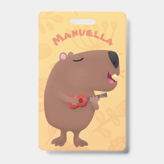 Niedliche singende Capybara ukulele Cartoon Illust Ausweis (Vorderseite)