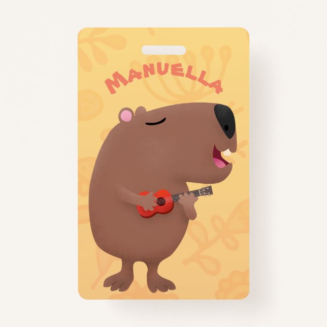 Niedliche singende Capybara ukulele Cartoon Illust Ausweis (Vorderseite)