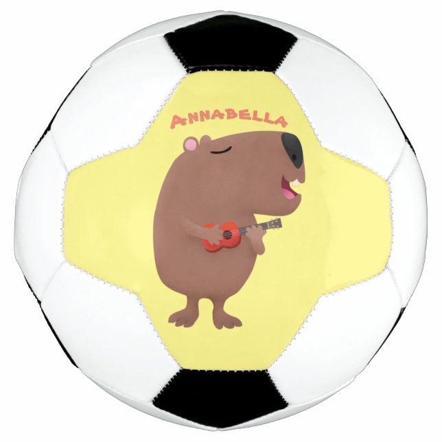 Niedliche singende Capybara ukulele Cartoon Illust Fußball (Vorderseite)
