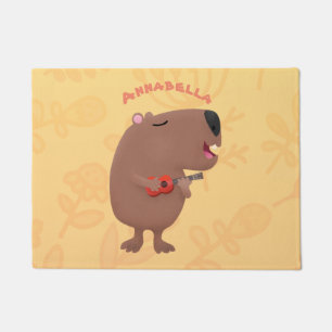 Niedliche singende Capybara ukulele Cartoon Illust Fußmatte