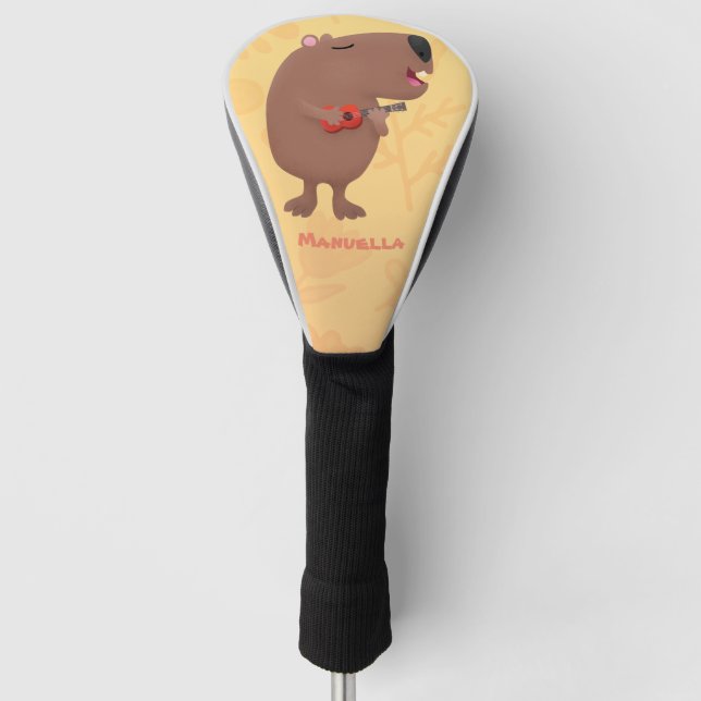 Niedliche singende Capybara ukulele Cartoon Illust Golf Headcover (Vorderseite)