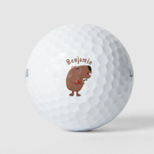 Niedliche singende Capybara ukulele Cartoon Illust Golfball