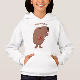 Niedliche singende Capybara ukulele Cartoon Illust Hoodie