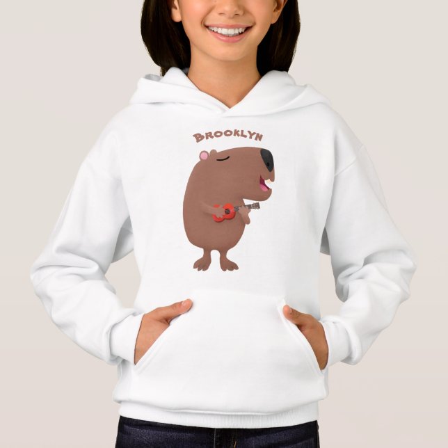 Niedliche singende Capybara ukulele Cartoon Illust Hoodie (Vorderseite)