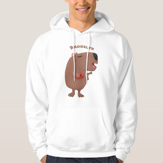 Niedliche singende Capybara ukulele Cartoon Illust Hoodie (Vorderseite)