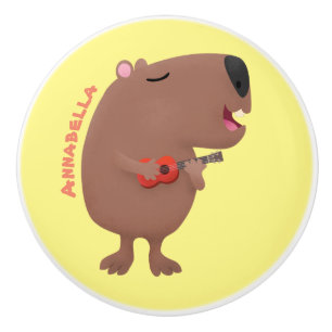Niedliche singende Capybara ukulele Cartoon Illust Keramikknauf