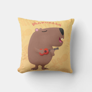 Niedliche singende Capybara ukulele Cartoon Illust Kissen