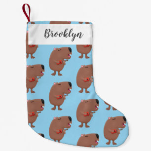 Niedliche singende Capybara ukulele Cartoon Illust Kleiner Weihnachtsstrumpf