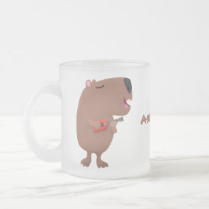 Niedliche singende Capybara ukulele Cartoon Illust Mattglastasse