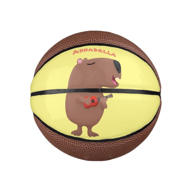 Niedliche singende Capybara ukulele Cartoon Illust Mini Basketball (Vorderseite)