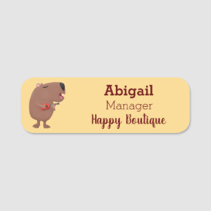 Niedliche singende Capybara ukulele Cartoon Illust Namensschild