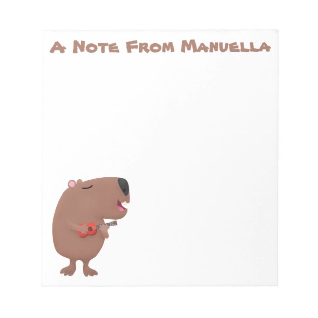 Niedliche singende Capybara ukulele Cartoon Illust Notizblock (Vorderseite)